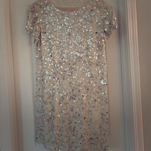 ASOS white sequin shift dress with open back